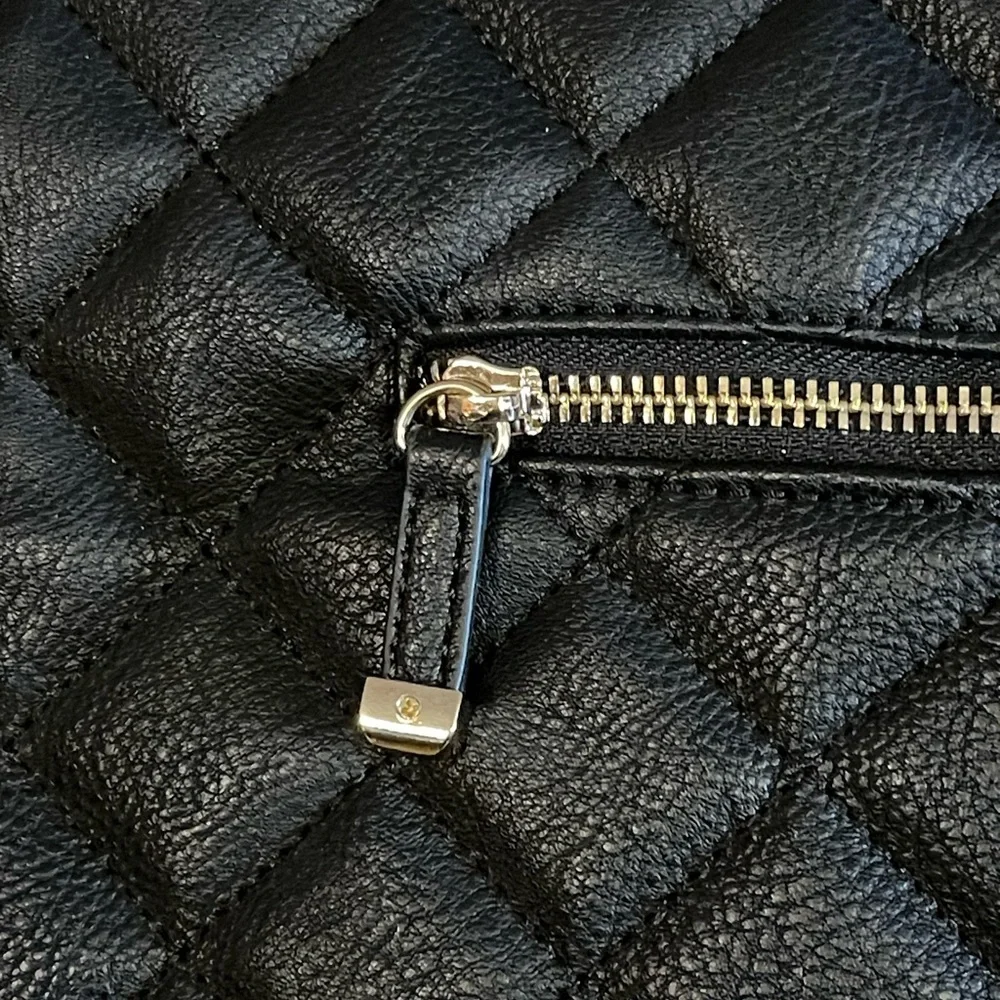 Big Buddha Grayson Black Quilted Faux Leather Hobo Bag